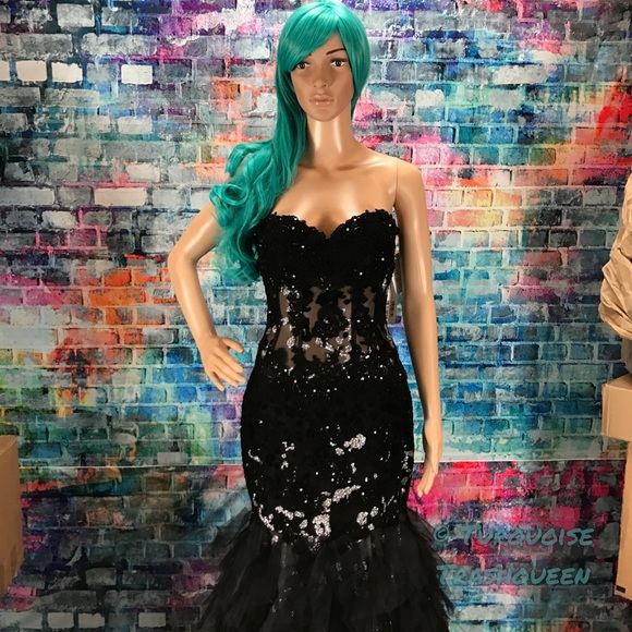 JOVANI Glittery Black Corset Gown! #172008 - Picture 2 of 7